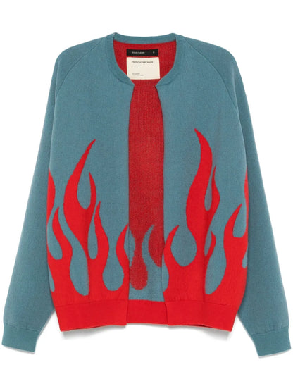 Flame-Jacquard Cardigan