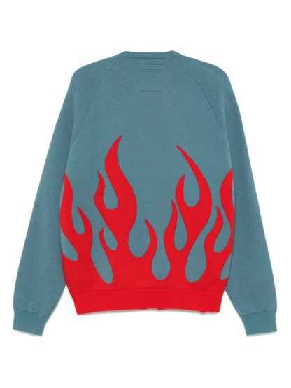 Flame-Jacquard Cardigan