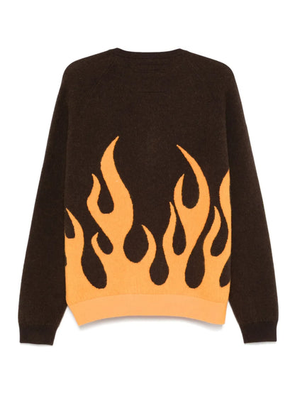 Flame-Jacquard Cardigan
