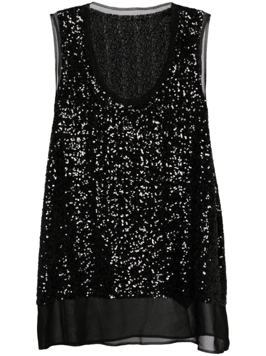 Sequin-Embelished Tank Top