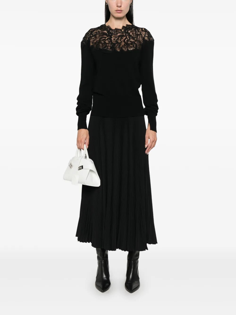 Lace-Detail Cashmere Sweater