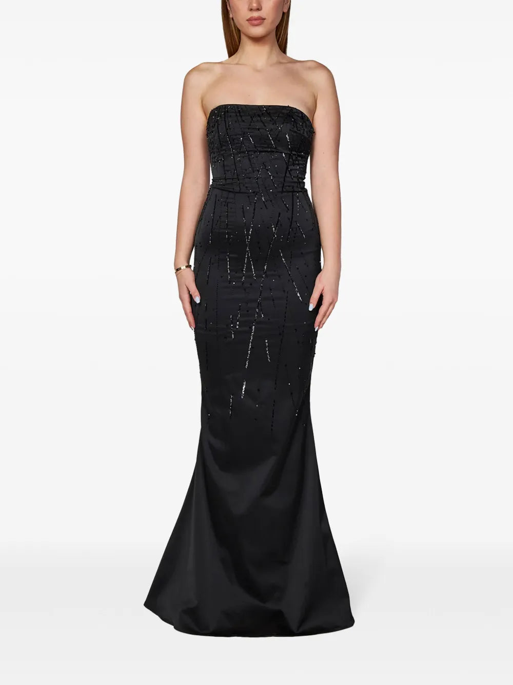 Crystal-Embellished Satin Gown