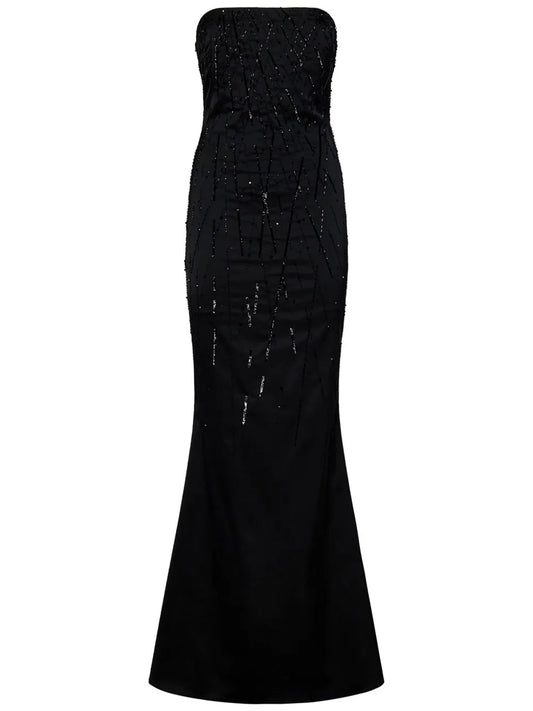 Crystal-Embellished Satin Gown