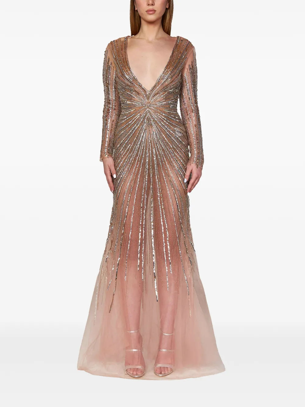 Sequin-Embellished Gathered Dress