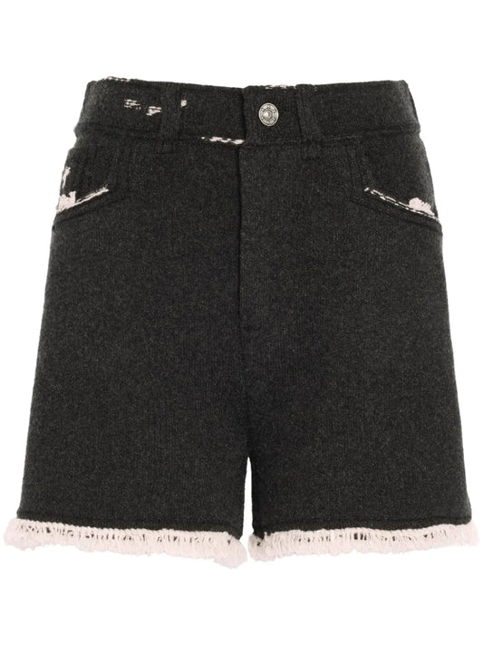 Fine-Knit Fringe-Detail Shorts