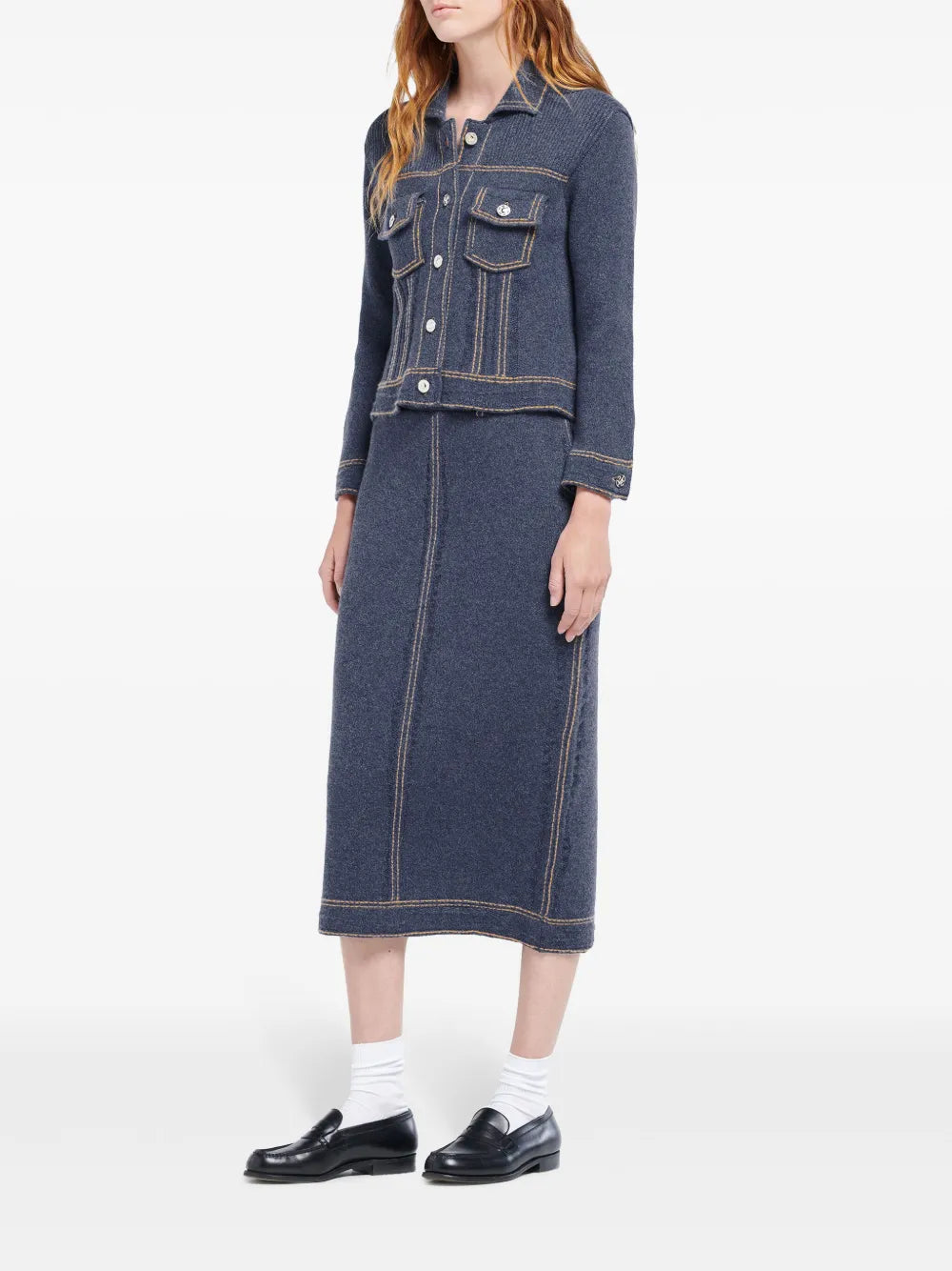 Contrast-Stitch Knitted Jacket