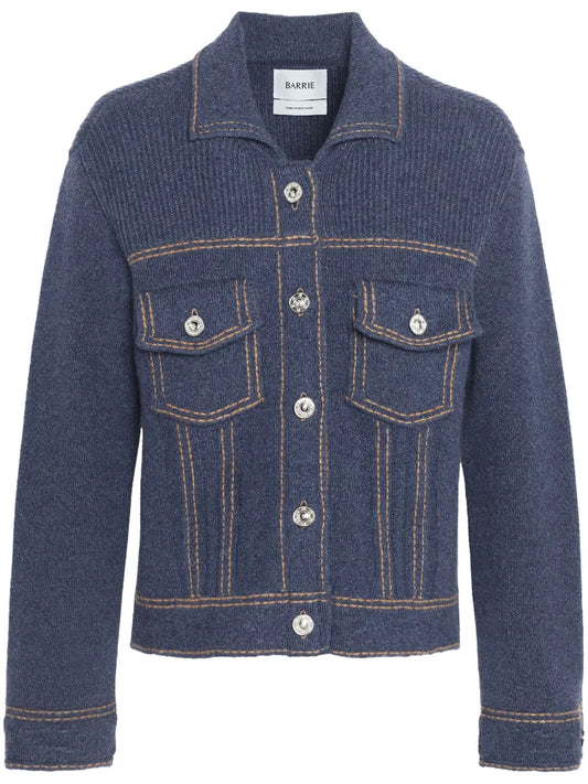 Contrast-Stitch Knitted Jacket