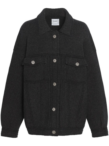 Contrast-Stitching Denim-Effect Jacket