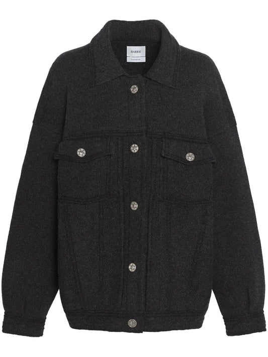 Contrast-Stitching Denim-Effect Jacket