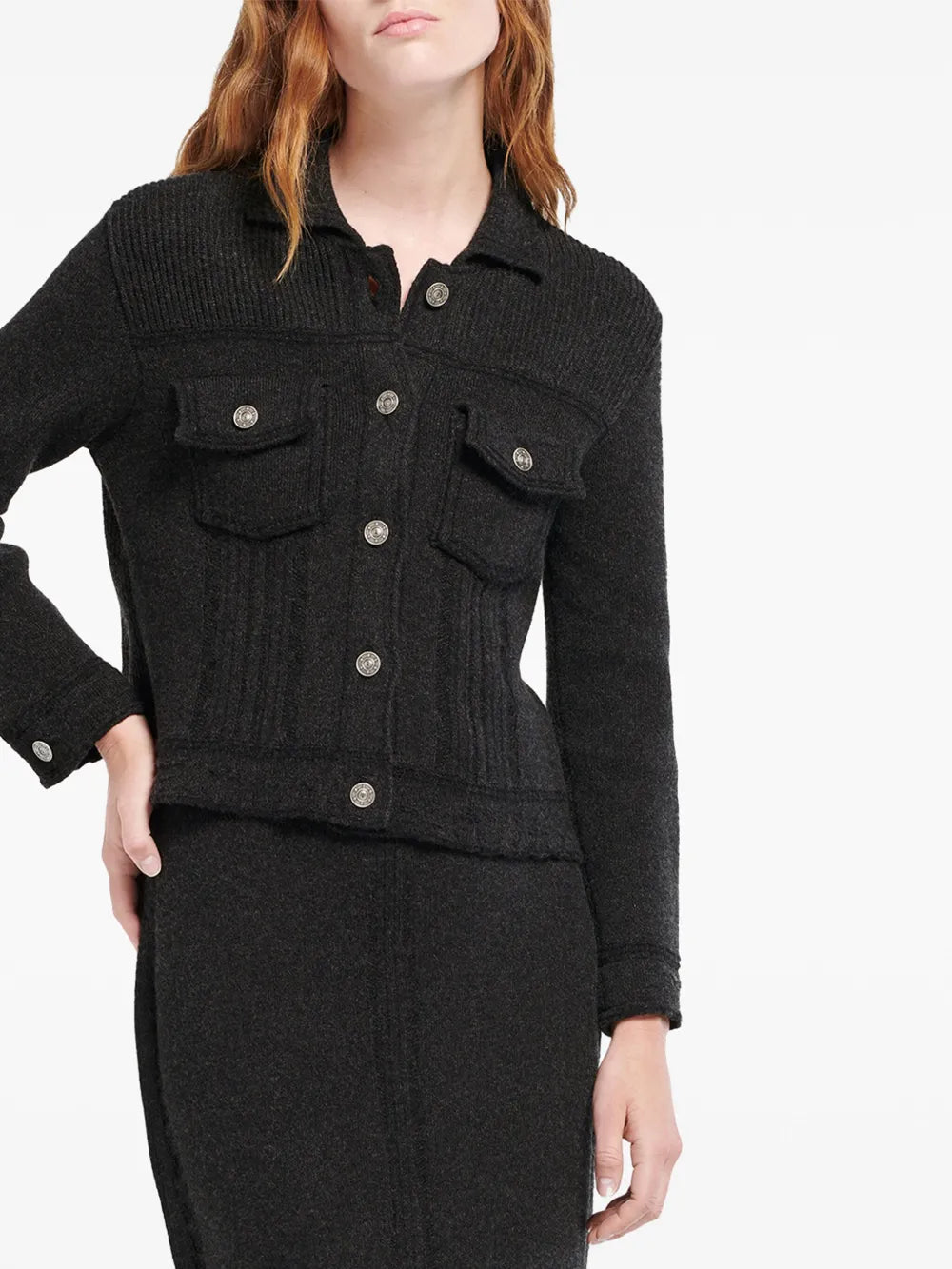 Contrast-Stitch Knitted Jacket