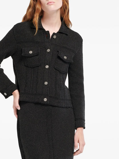 Contrast-Stitch Knitted Jacket