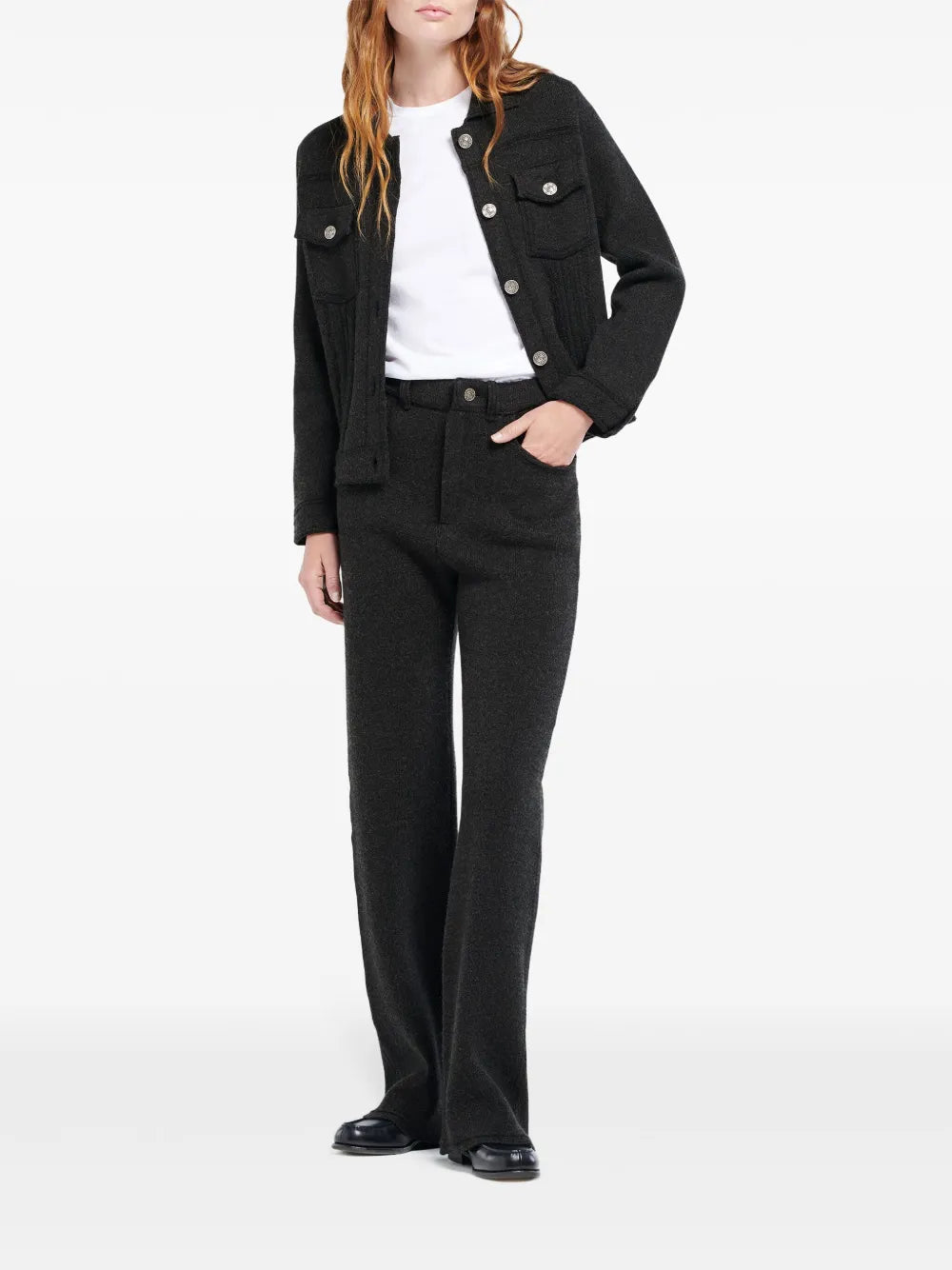 Contrast-Stitching Denim-Effect Jacket