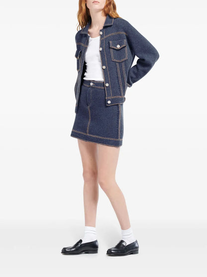 Contrast-Stitch Mini Skirt