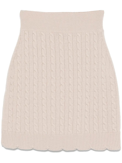 Cable-Knit Merino Wool Mini Skirt
