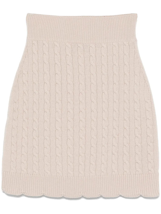 Cable-Knit Merino Wool Mini Skirt