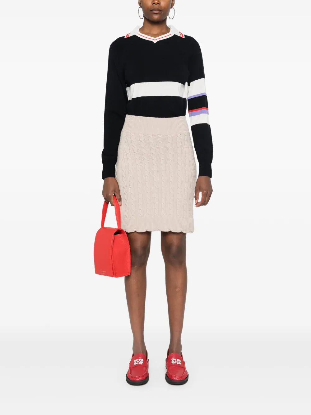 Cable-Knit Merino Wool Mini Skirt