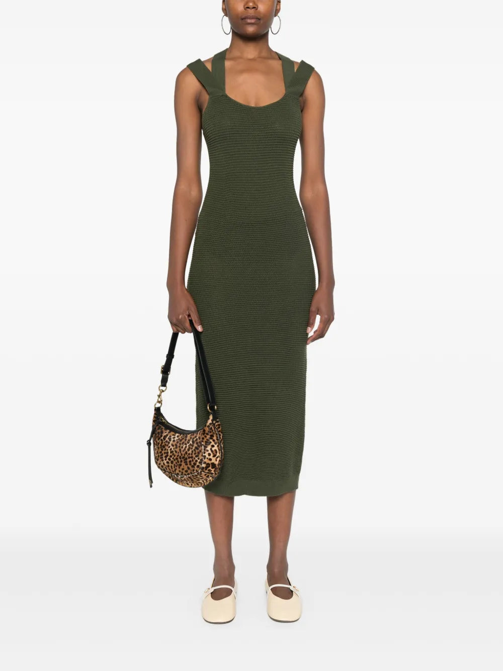 Criss-Cross Virgin Wool Midi Dress