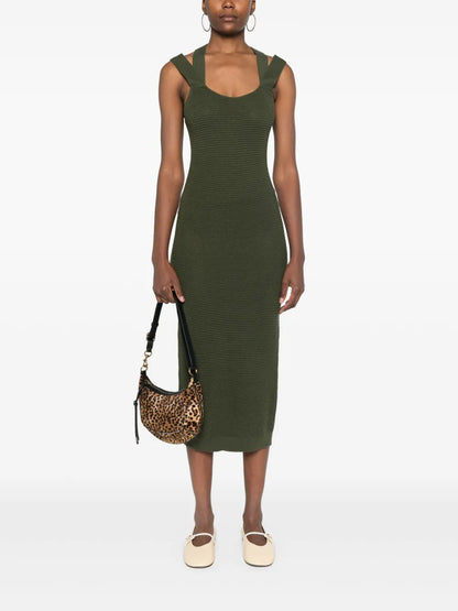 Criss-Cross Virgin Wool Midi Dress