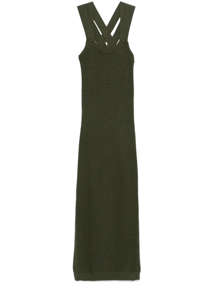 Criss-Cross Virgin Wool Midi Dress