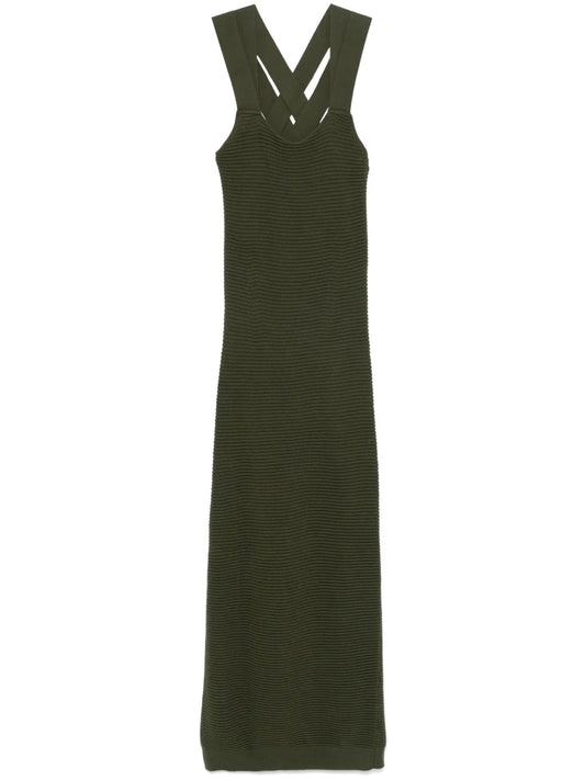 Criss-Cross Virgin Wool Midi Dress