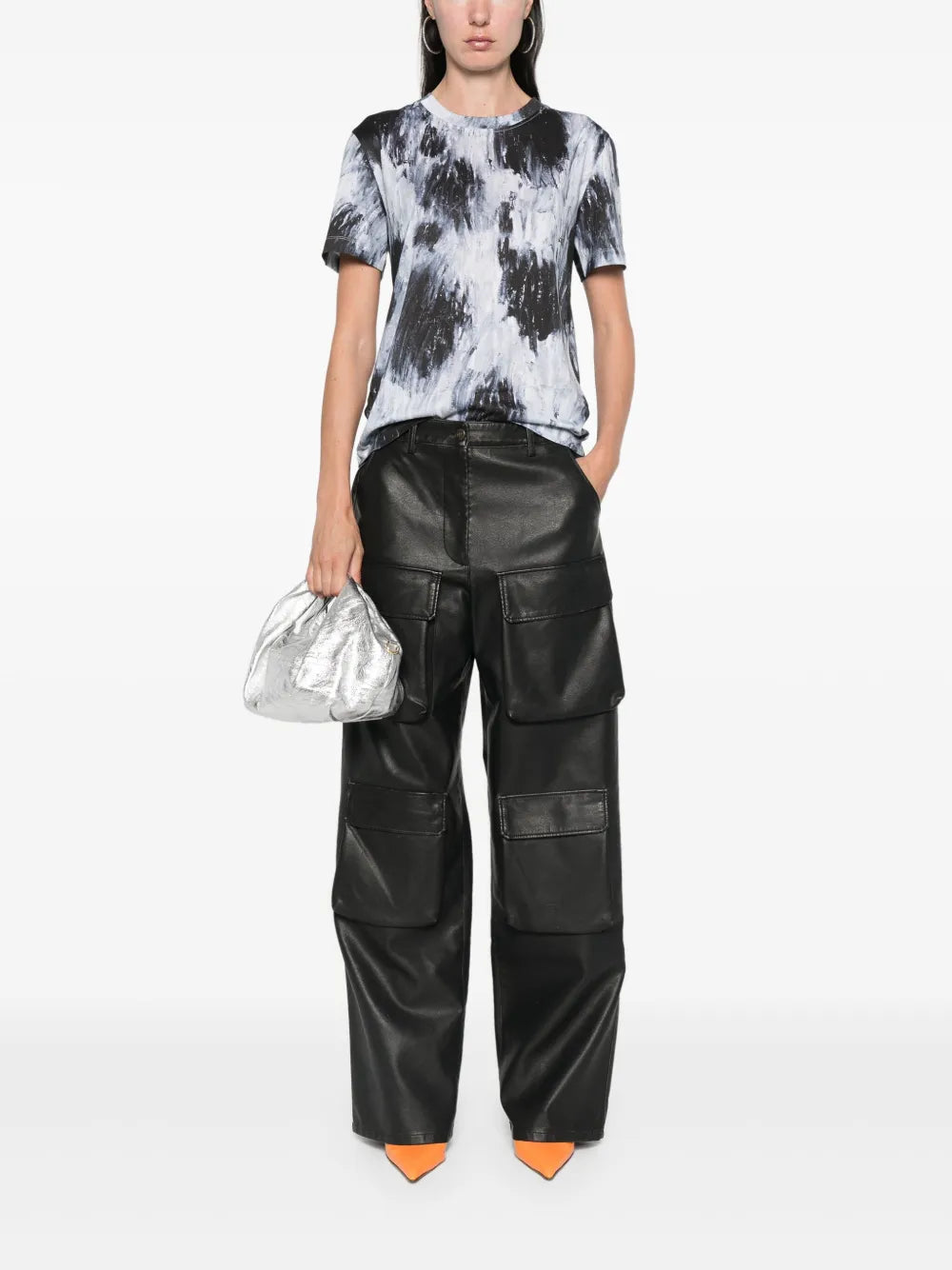 Faux-Leather Cargo Pants