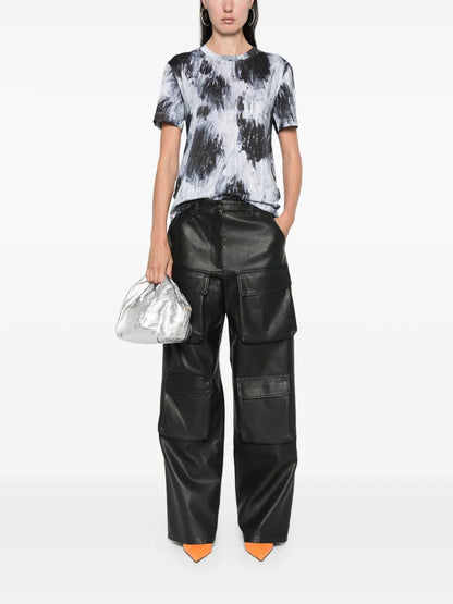 Faux-Leather Cargo Pants