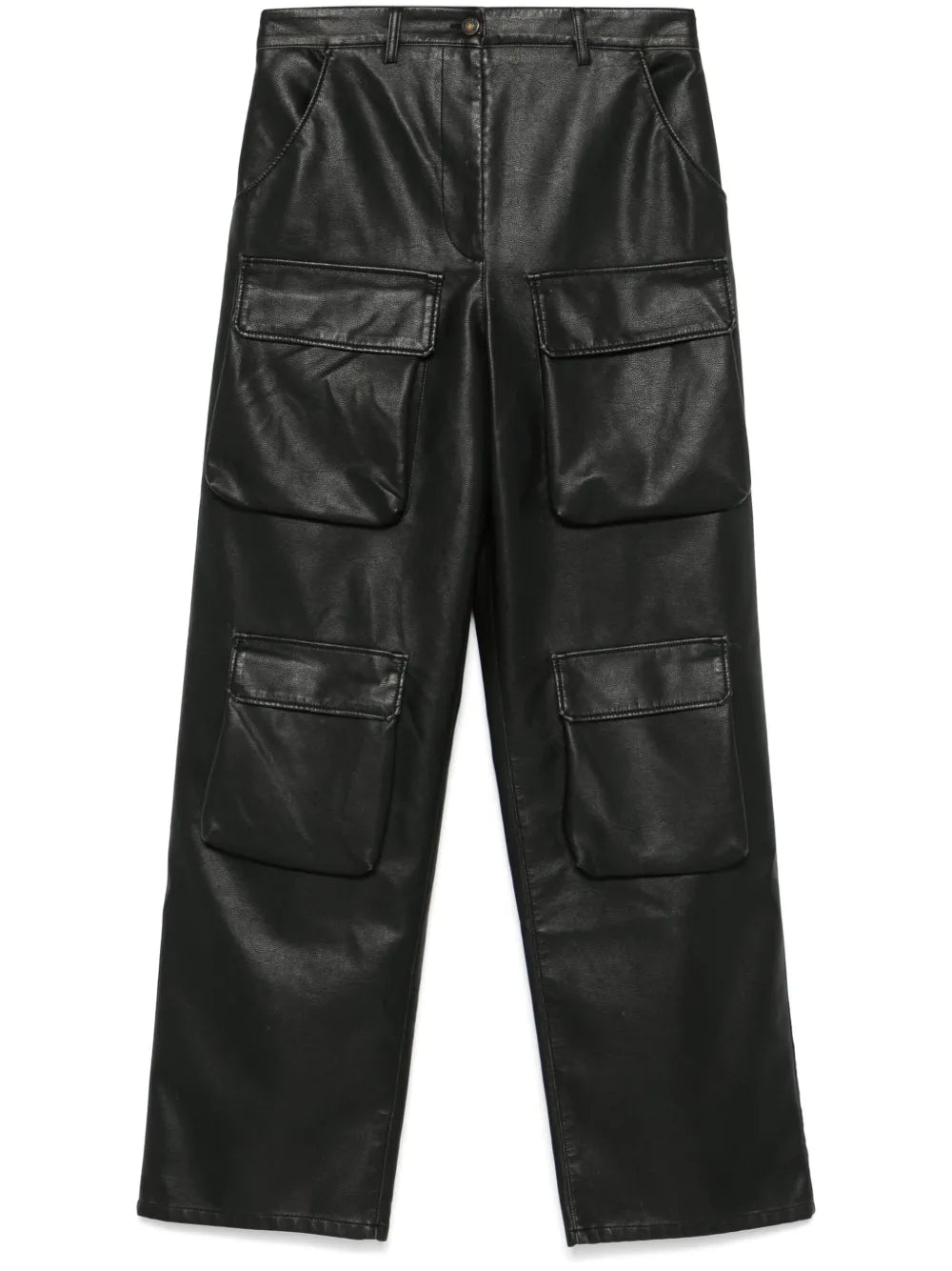 Faux-Leather Cargo Pants
