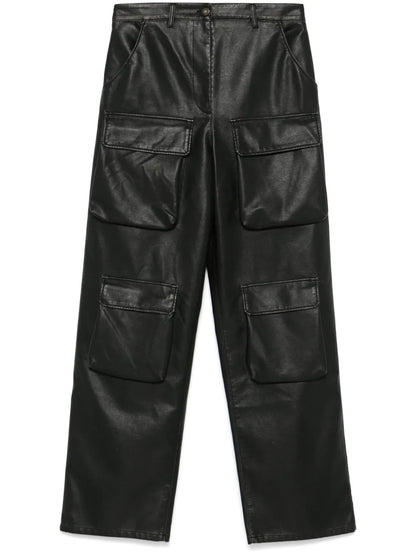 Faux-Leather Cargo Pants