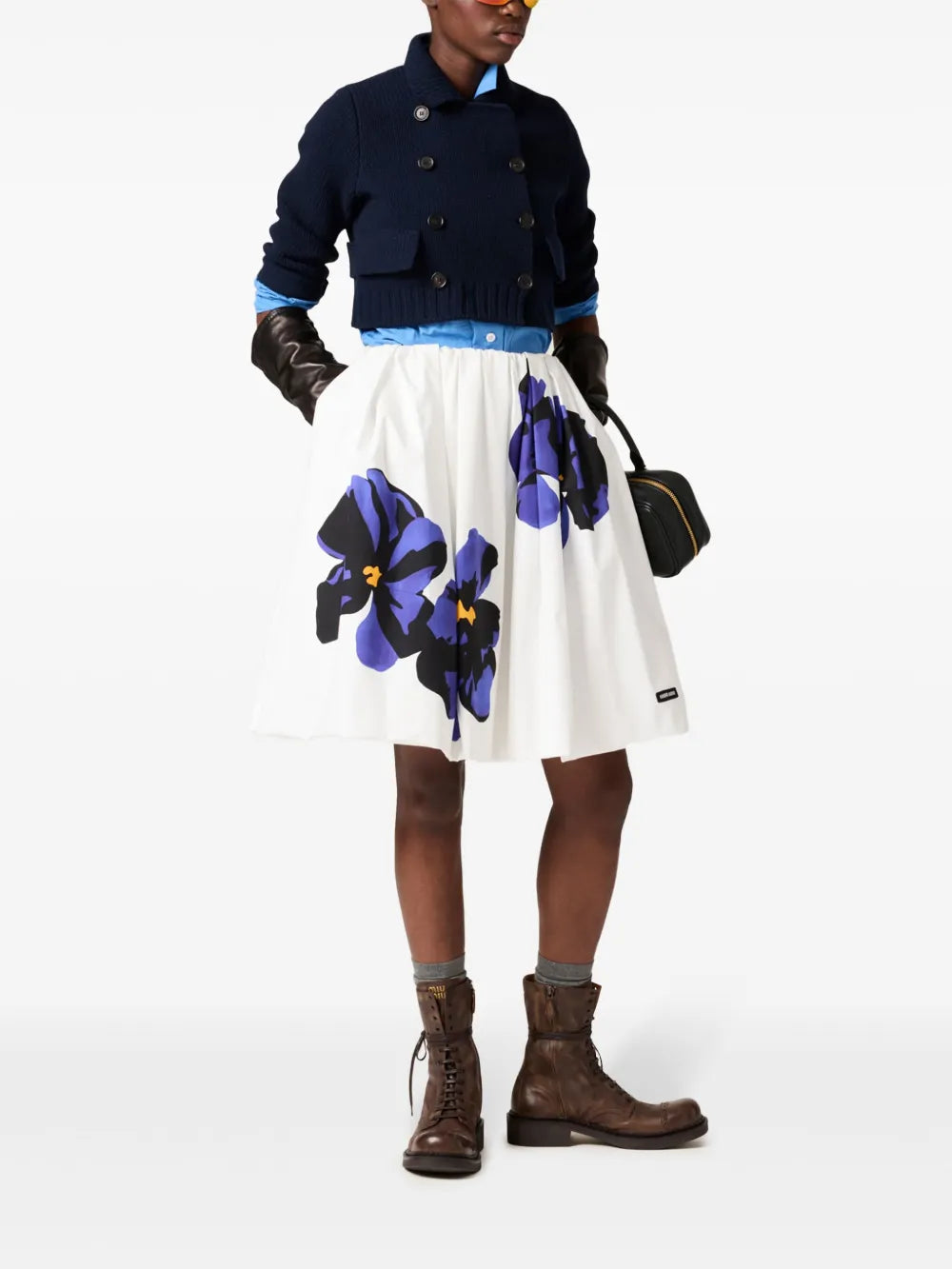 Printed Poplin Midi Skirt