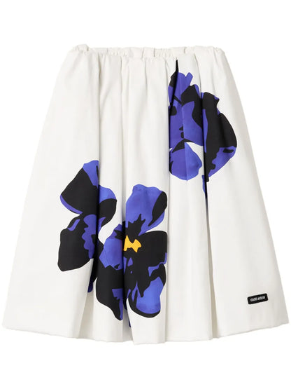 Printed Poplin Midi Skirt
