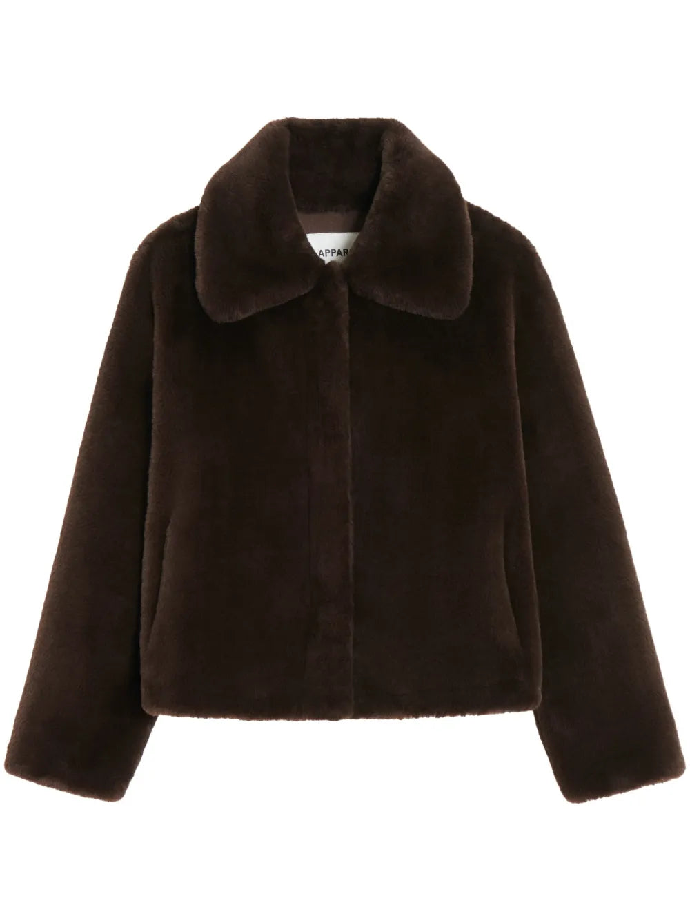 Wide-Collar Faux Fur Jacket