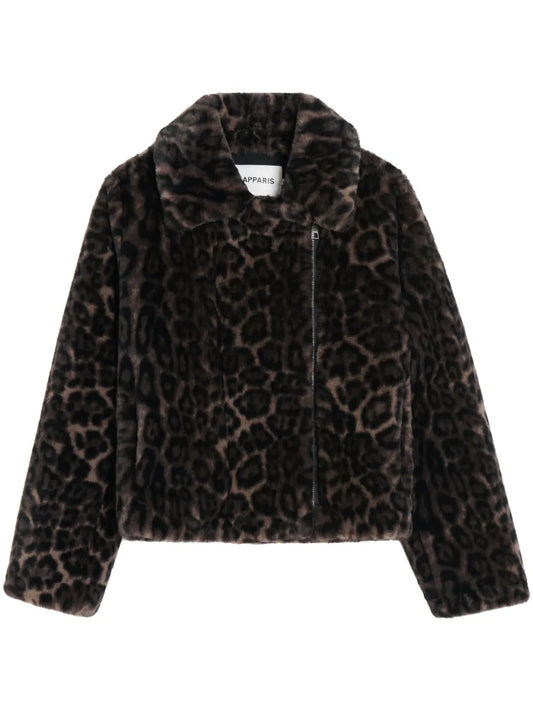 Leopard-Print Zippered Faux-Fur Jacket