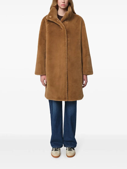 High-Neck Faux Fur Coat