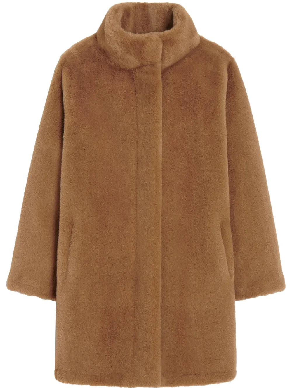 High-Neck Faux Fur Coat