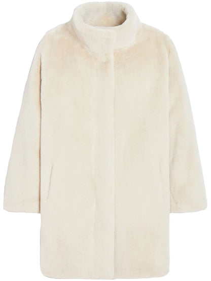 High-Neck Faux Fur Coat