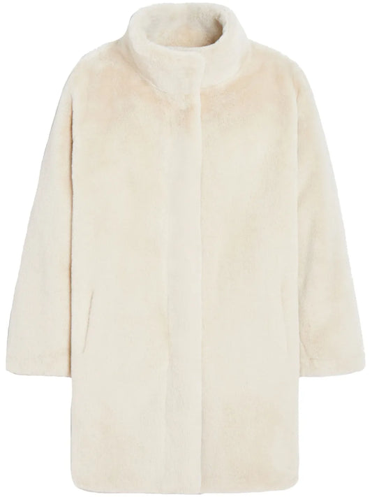 High-Neck Faux Fur Coat