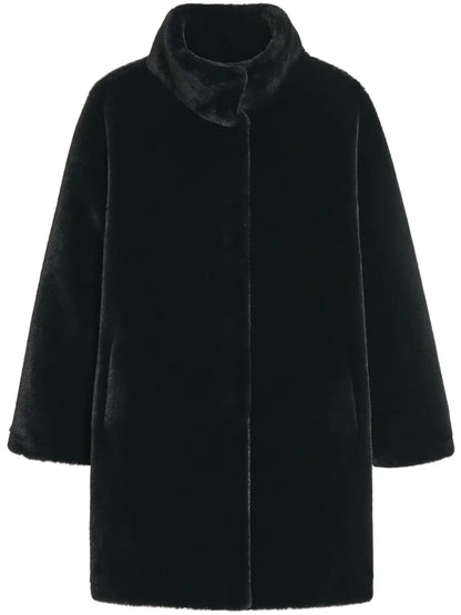 High-Neck Faux Fur Coat