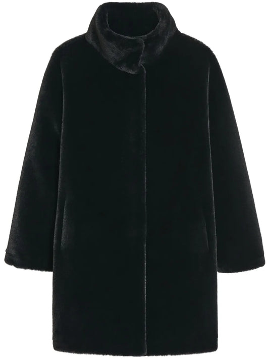 High-Neck Faux Fur Coat