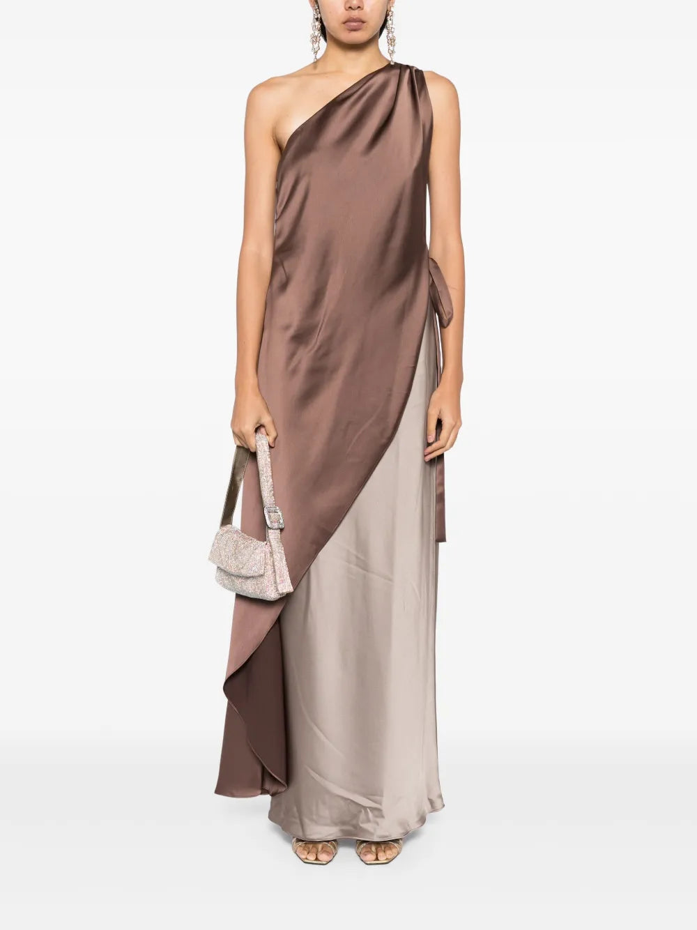 Draped One-Shoulder Gown