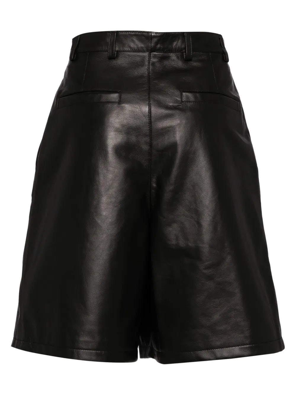 Pleated Leather Shorts