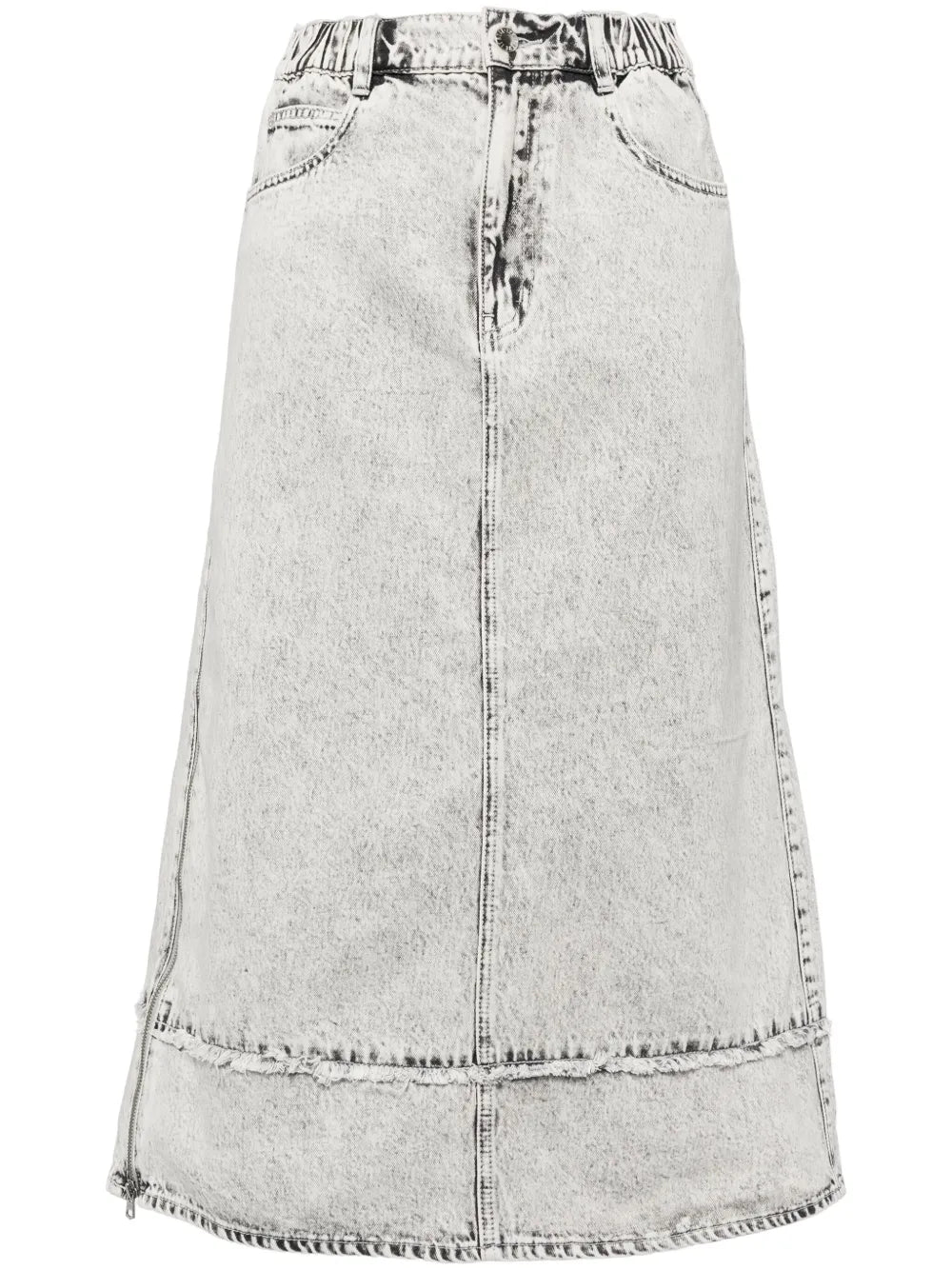 Washed Denim Midi Skirt