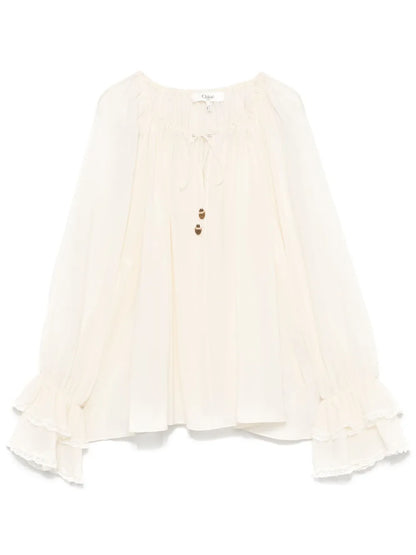 Gathered Silk Blouse