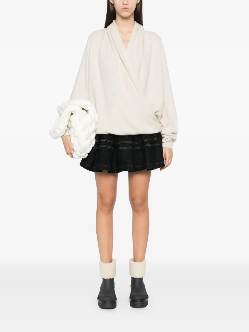 Crossover-Neck Sweater