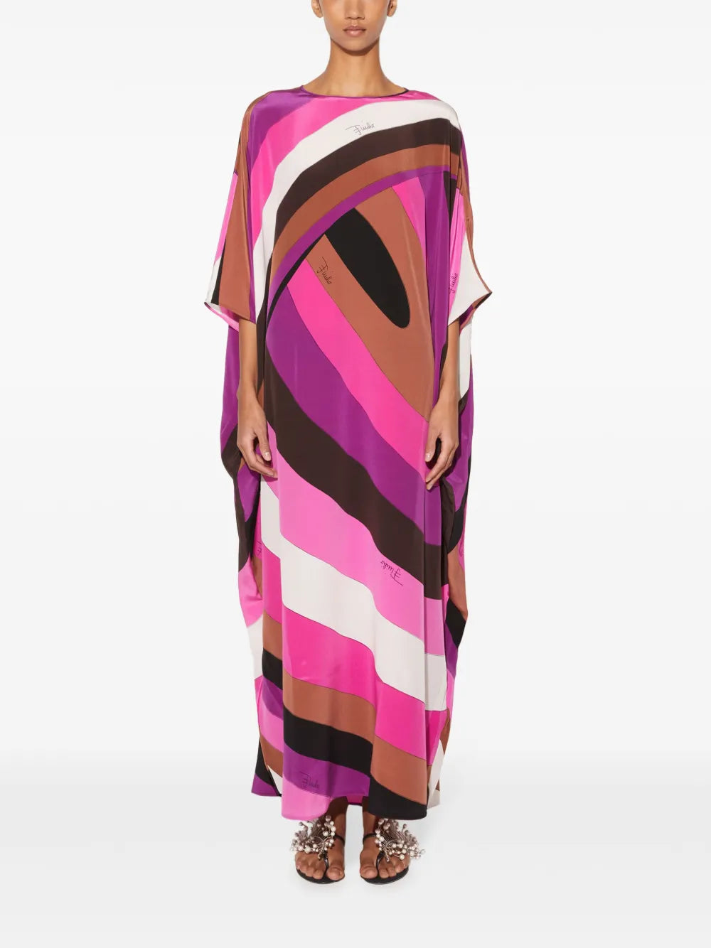 Iride-Print Silk Kaftan