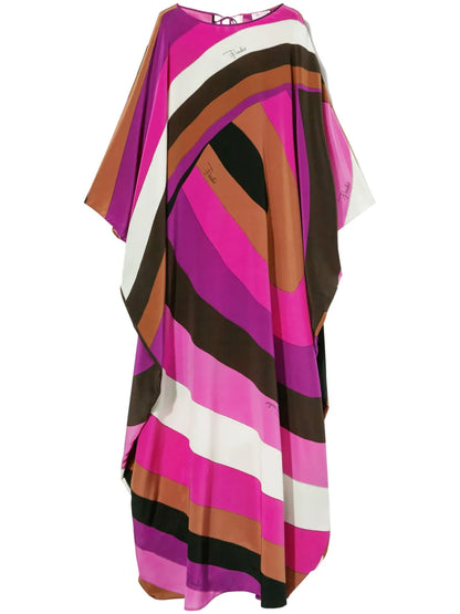 Iride-Print Silk Kaftan