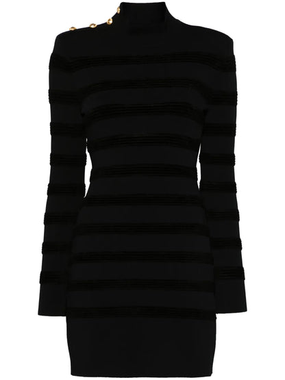 Velvet-Stripe Mini Dress