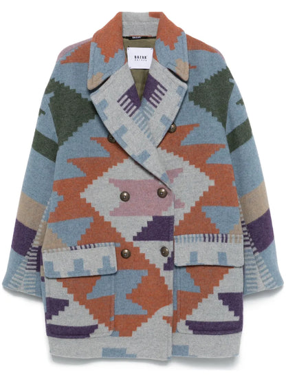 Patterned-Intarsia Coat