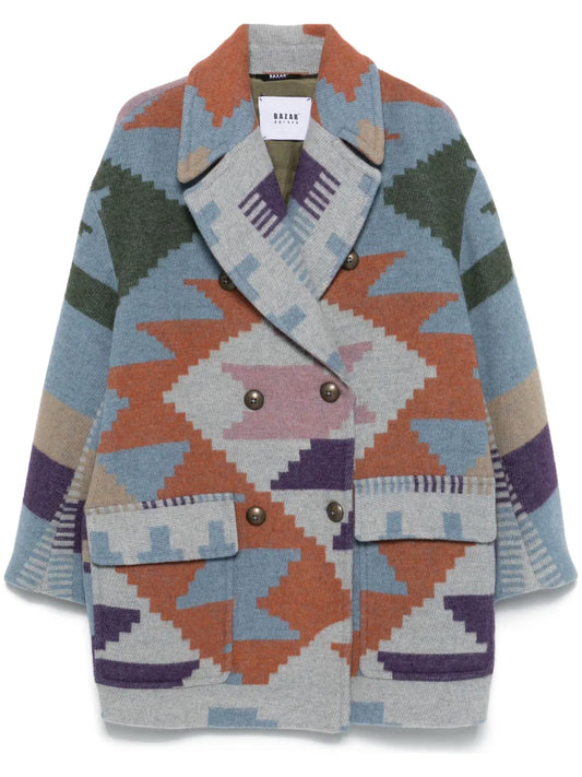 Patterned-Intarsia Coat