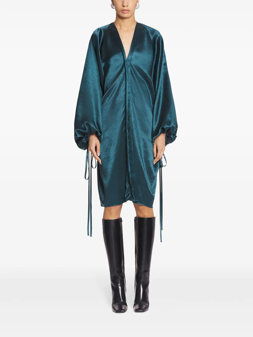 Satin-Finish Midi Dress