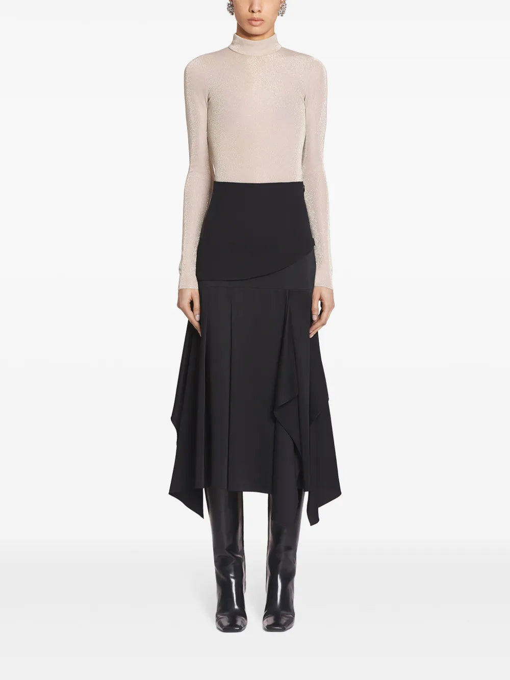 Draped-Detailing Midi Skirt